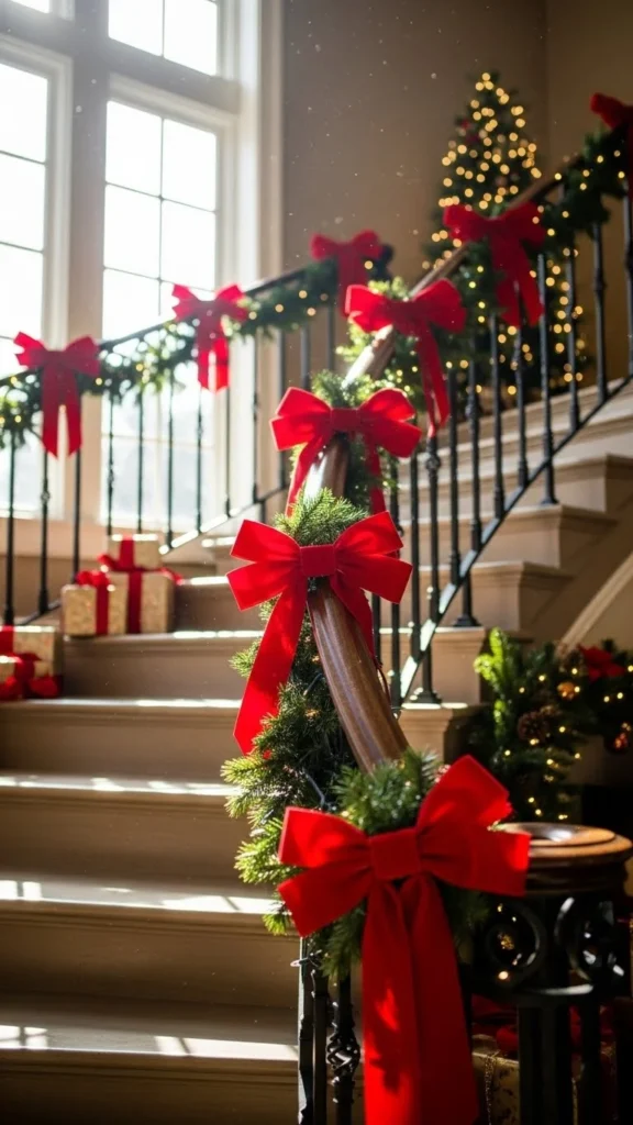 Red Bow Railing Accents