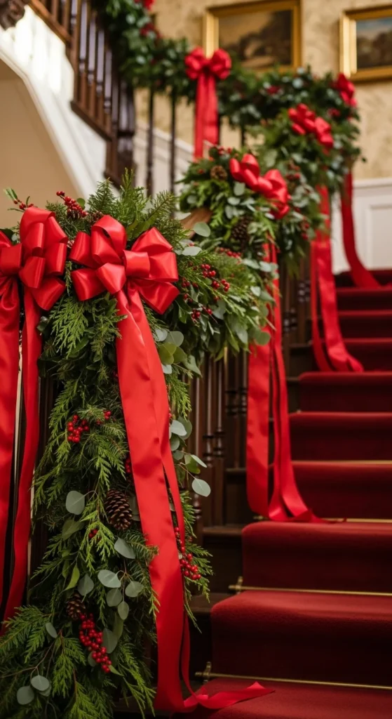 Red Bow and Ribbon Garland