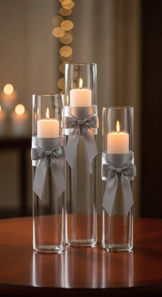 Ribbon-Wrapped Cylinder Vases