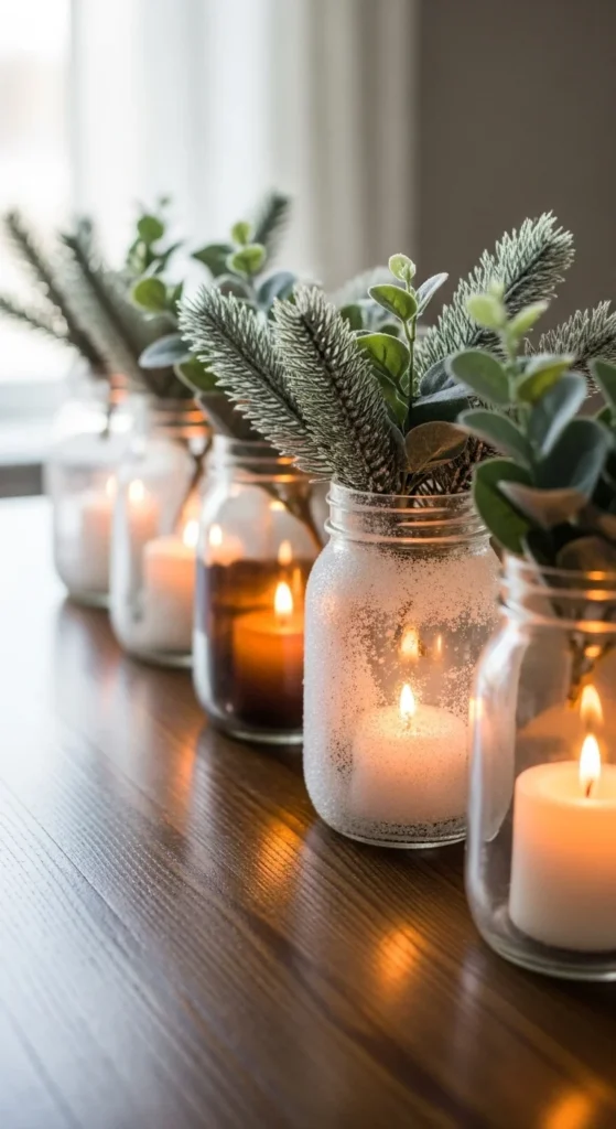 Snowy Mason Jar Line-Up
