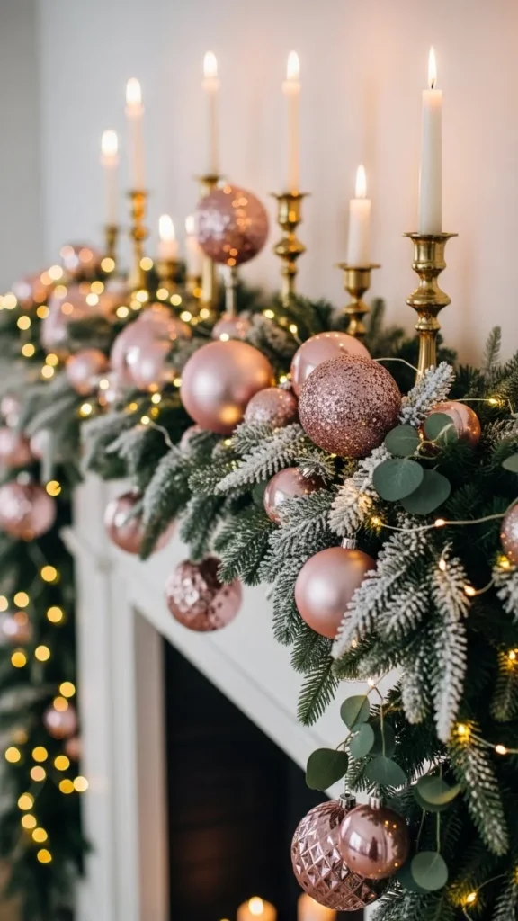 Soft Blush and Gold Mantel Decor