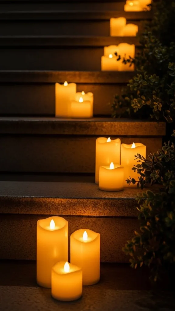 Soft Candlelight on Each Step (LED Only)