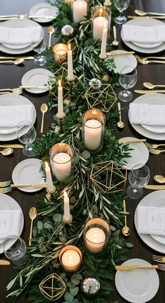 Soft Greenery Garland Down the Center