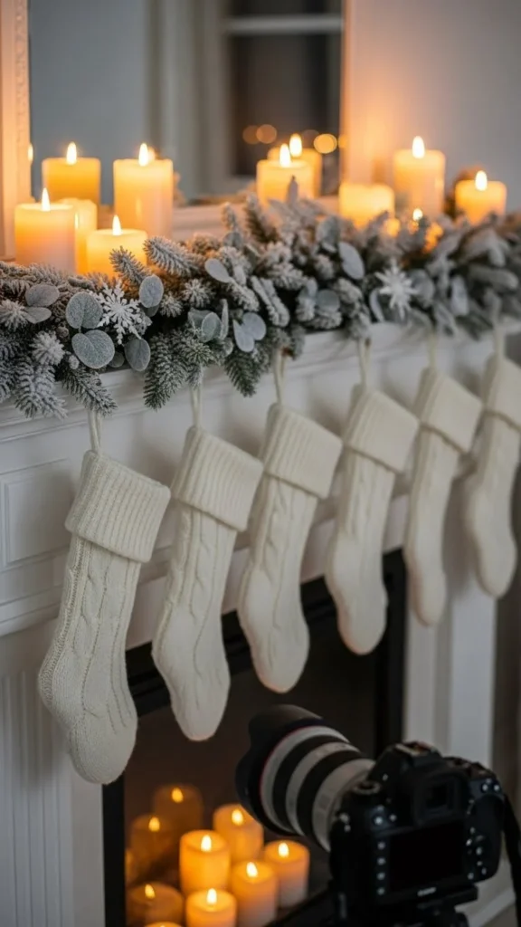 Soft White Winter Cottage Mantel