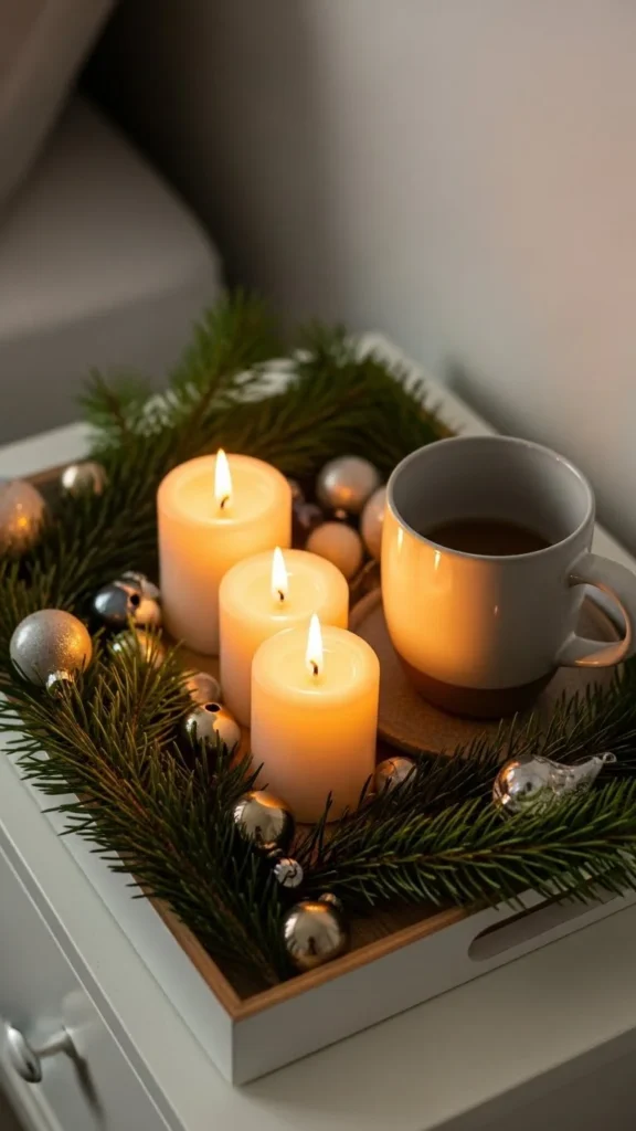 Style a Christmas Tray for Your Nightstand