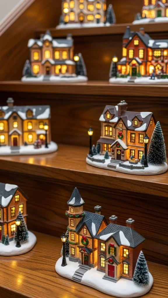 Tiny Christmas Village on Each Step