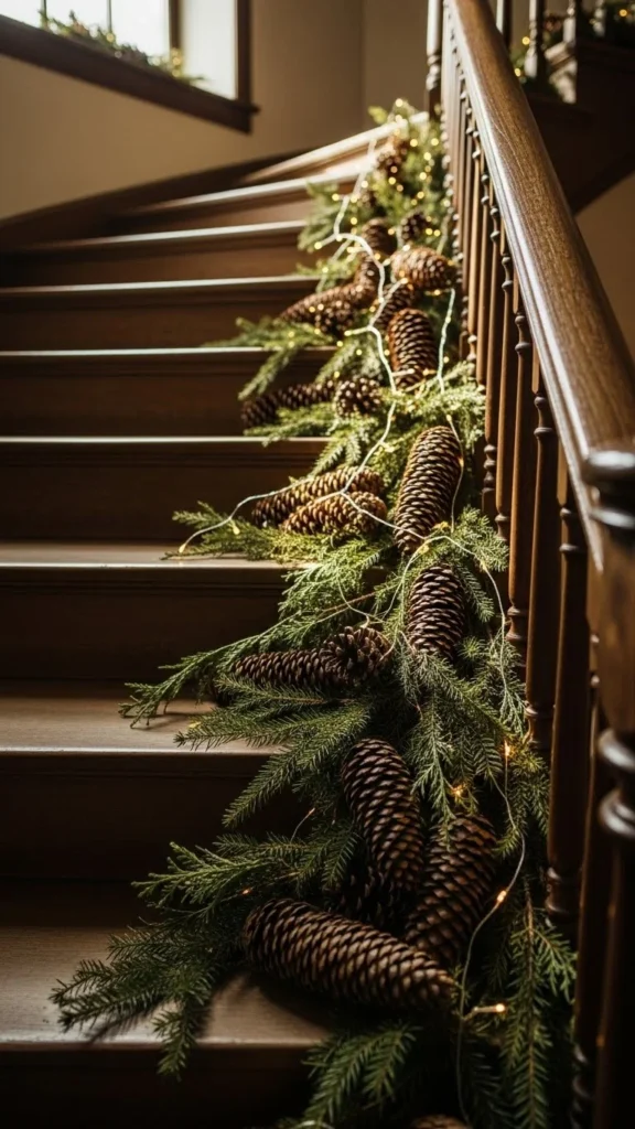 Trailing Pinecones Along the Steps