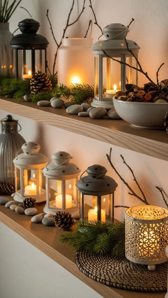 Warm Candle Lantern Shelf