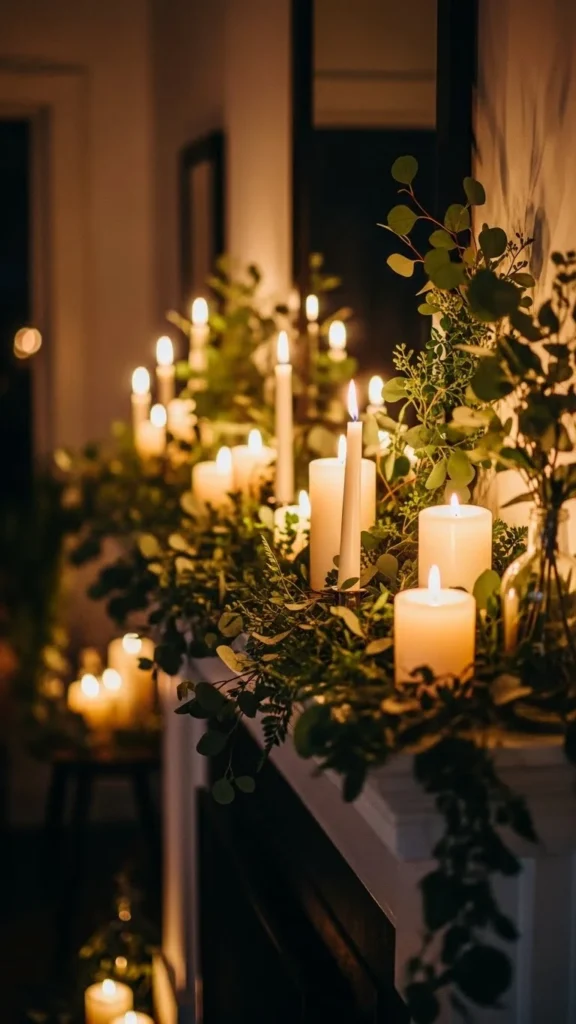 Warm Candlelit Mantel Glow