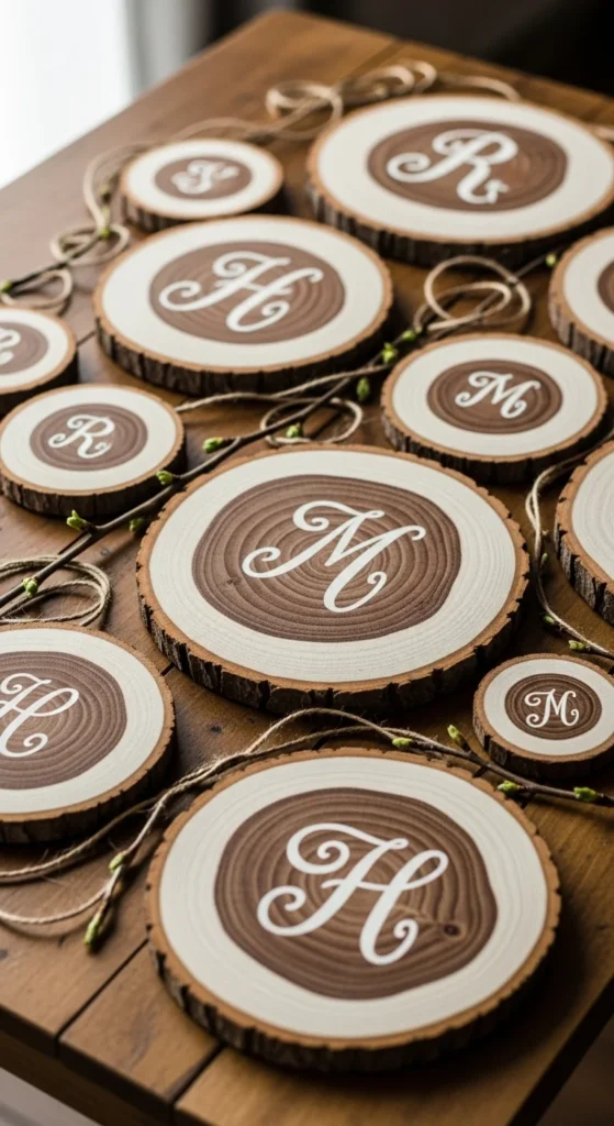 Wood Slice Initial Ornaments