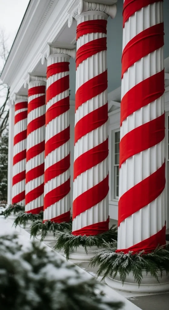 Wrapped Porch Columns With Ribbon
