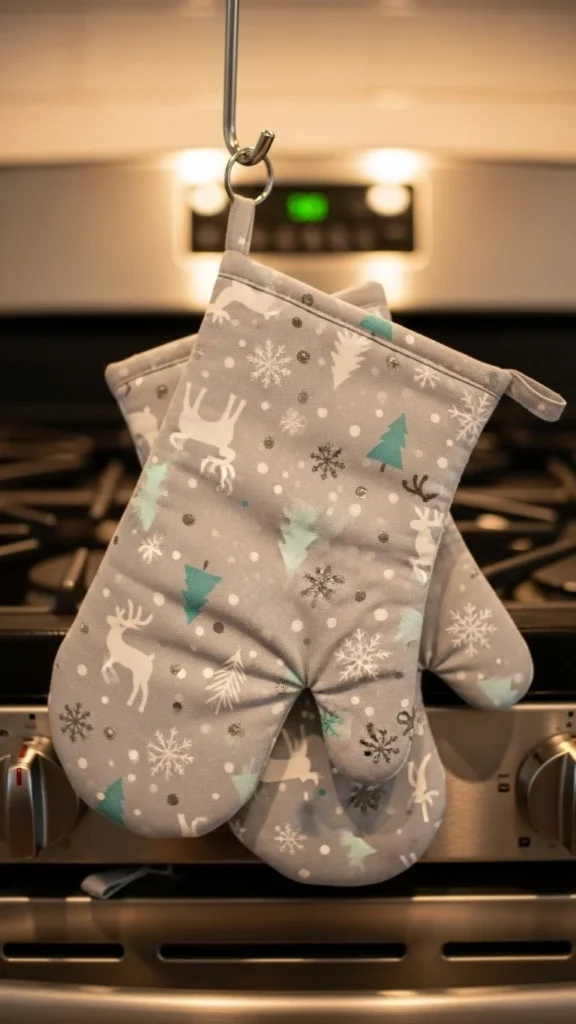 A Festive Oven Mitt Set