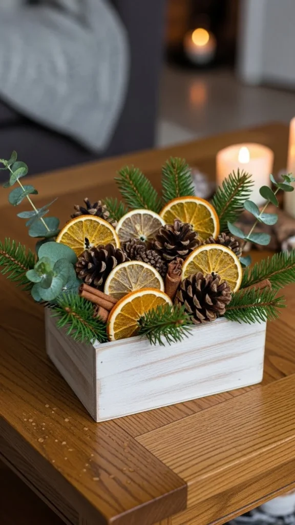 A Small Wooden Box Filled With Winter Finds