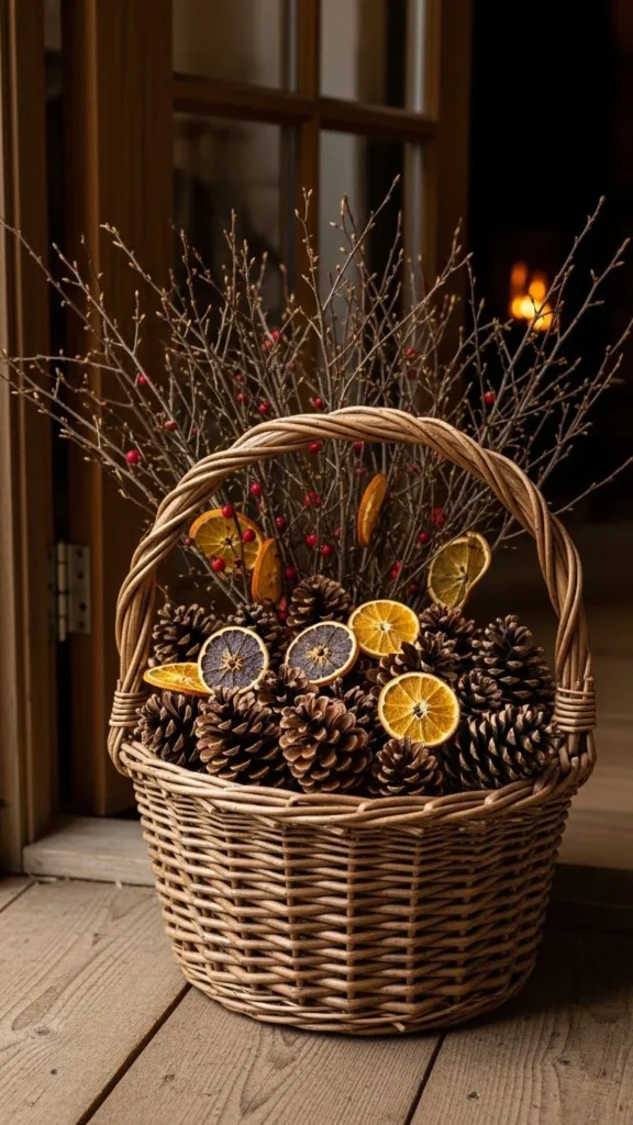 Basket of Pinecones and Textured Extras