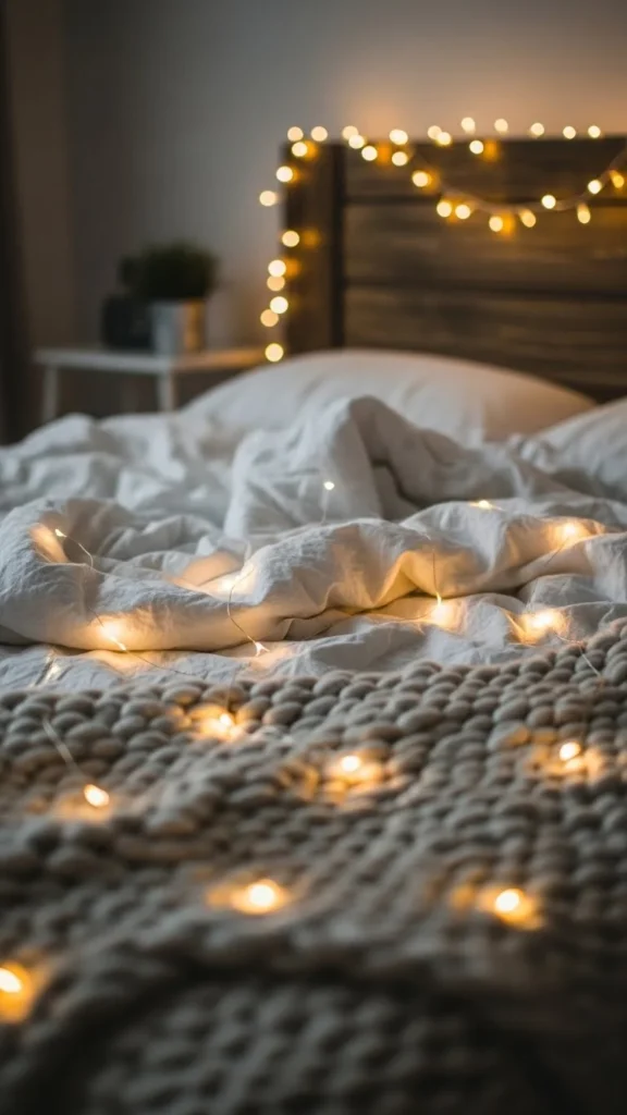 Bed Frame Fairy Light Weave