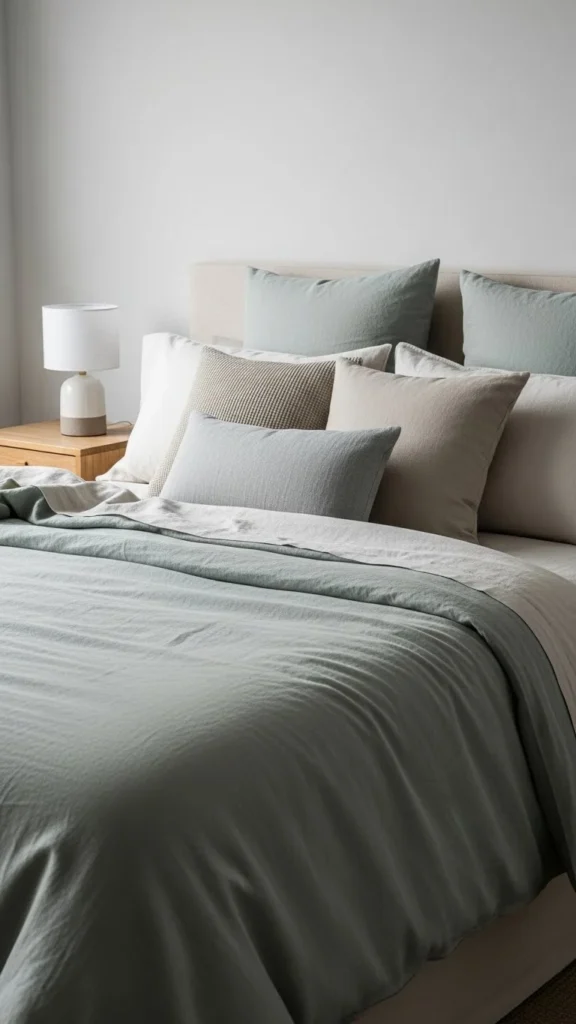 Bedroom Accents with Soft Green Bedding