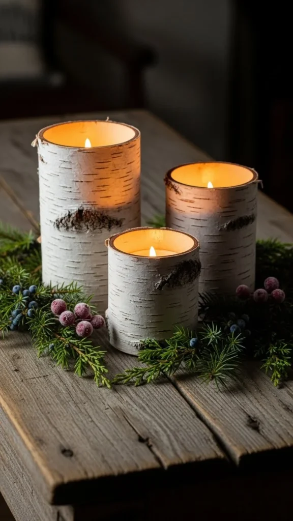 Birch-Wrapped Candle Holders