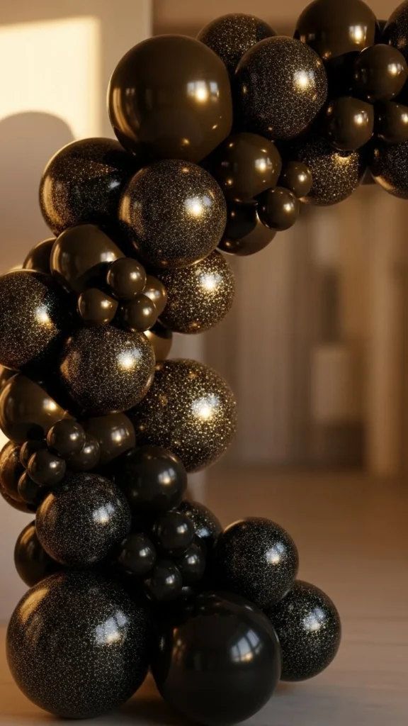 Black Glitter Balloon Arch