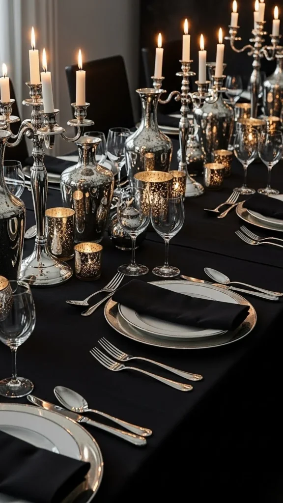 Black Linen With Silver Details