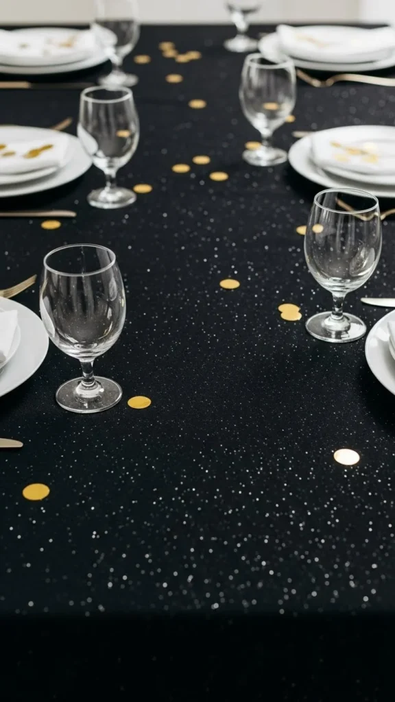 Black Tablecloth With Glittering Details
