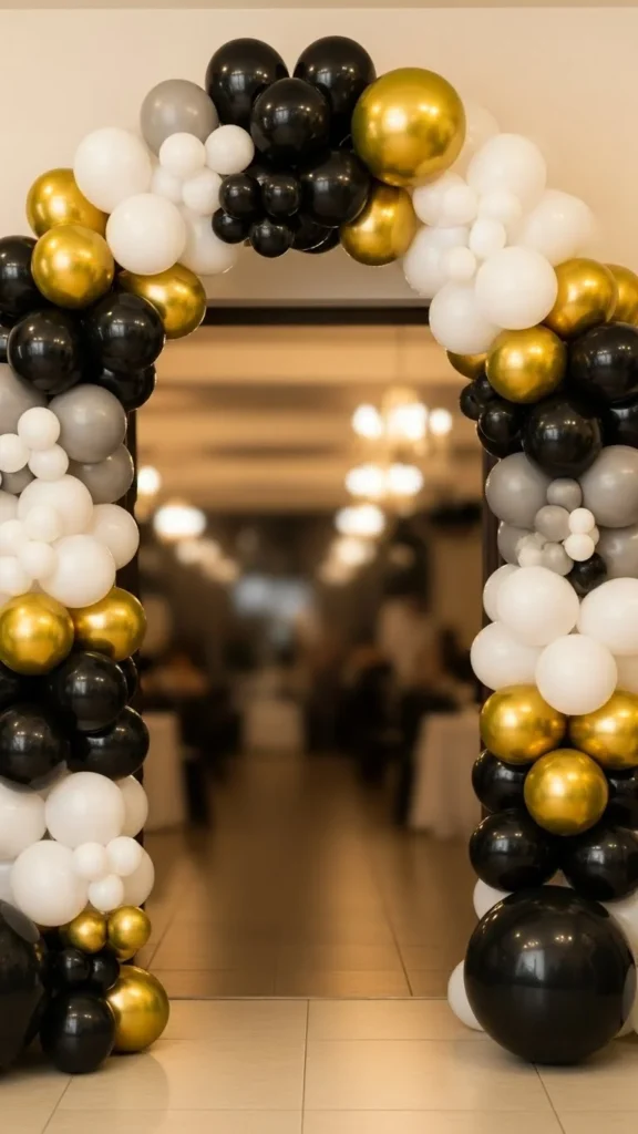 Black, White & Gold Trio Arch