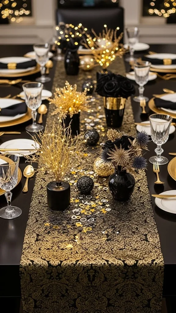 Black and Gold Runner with Matching Accents