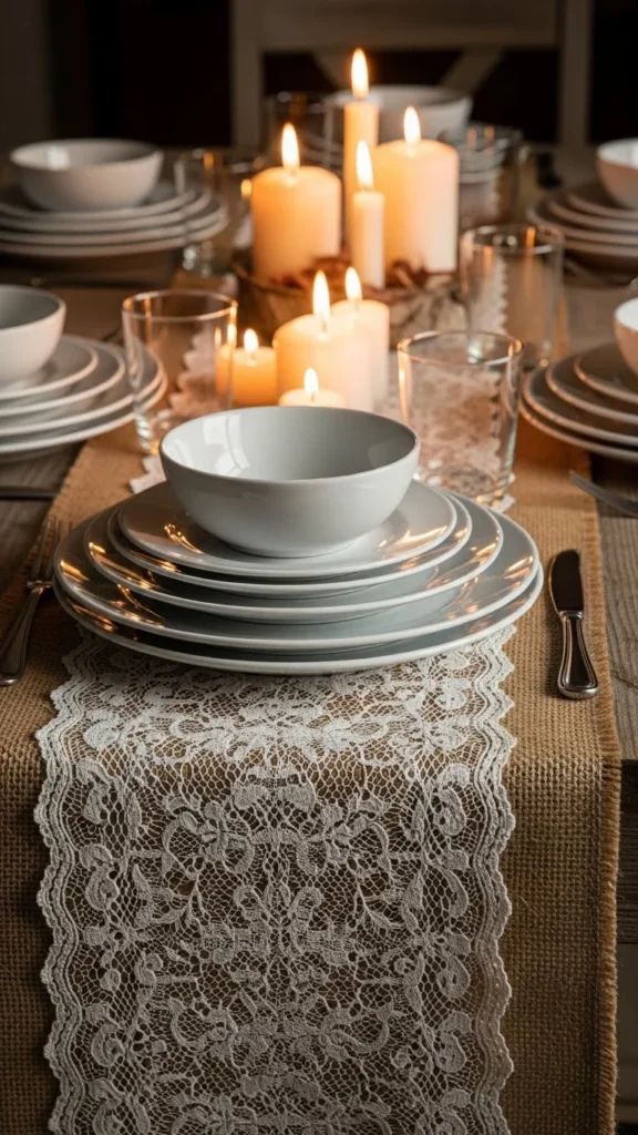 Burlap and Lace Runner
