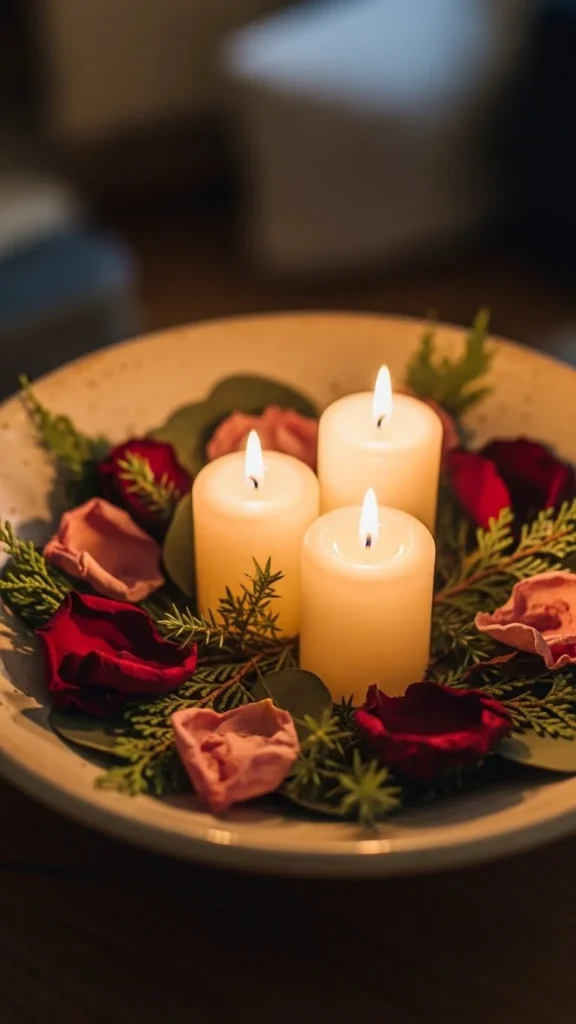 Candle Bowl with Dried Petals