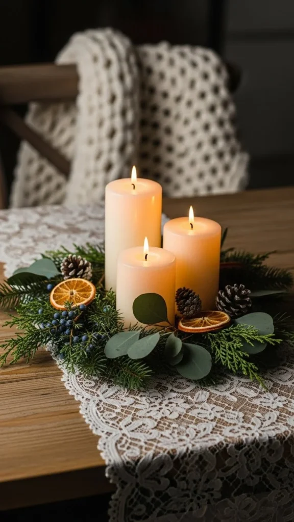 Cozy Candle Trio Centrepiece