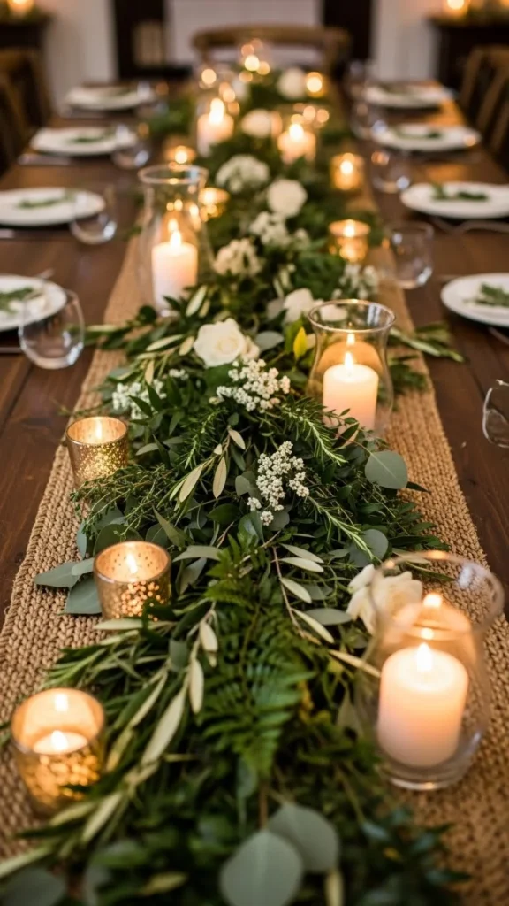 Candle + Greenery Runner