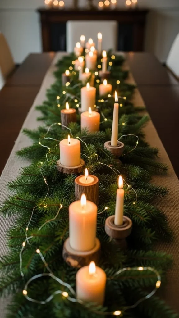 Candle-Lit Pine Garland Runner