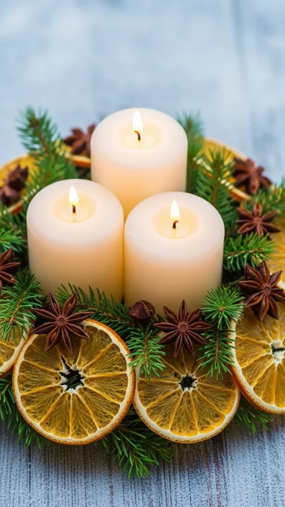 Candle Rings Made with Dried Orange Slices