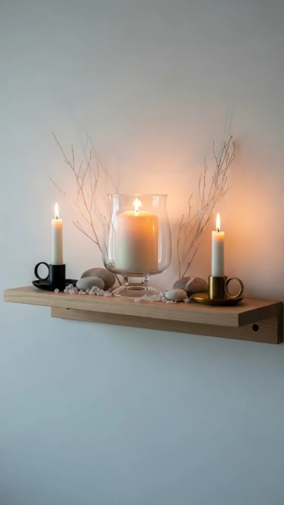 Candle Shelf Ledge with Minimal Decor