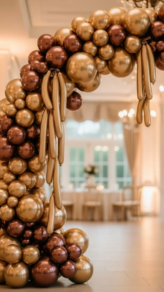 Cascading Gold Garland Arch