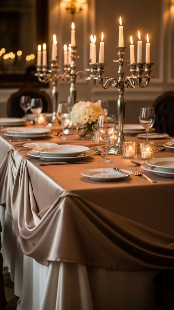 Champagne-Colored Satin Tablecloth