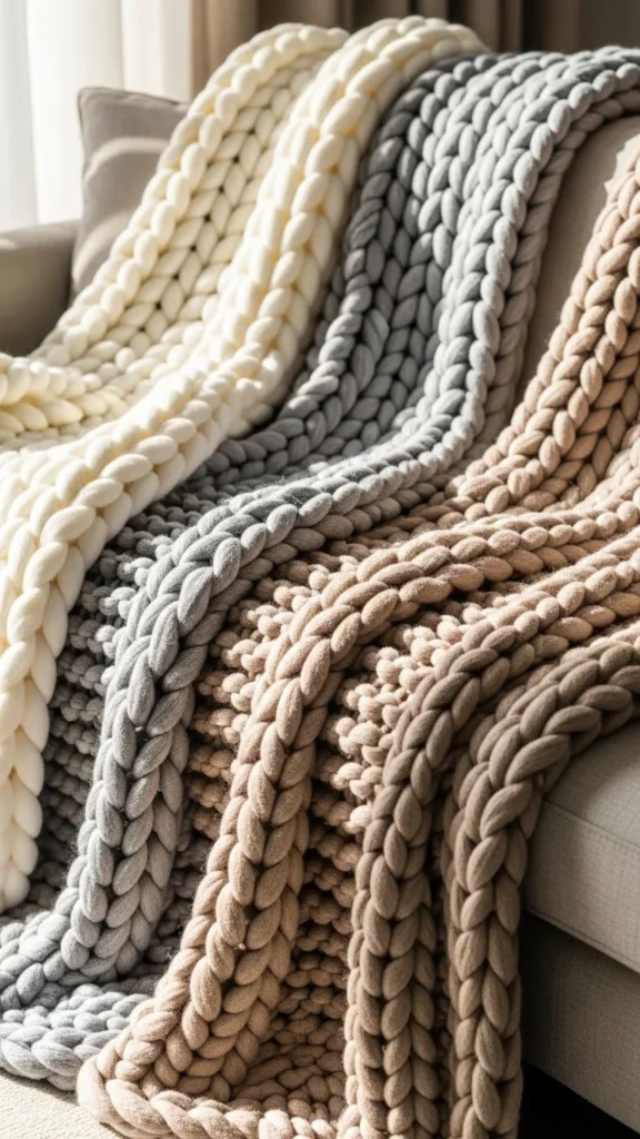 Chunky Knit Throw Blankets