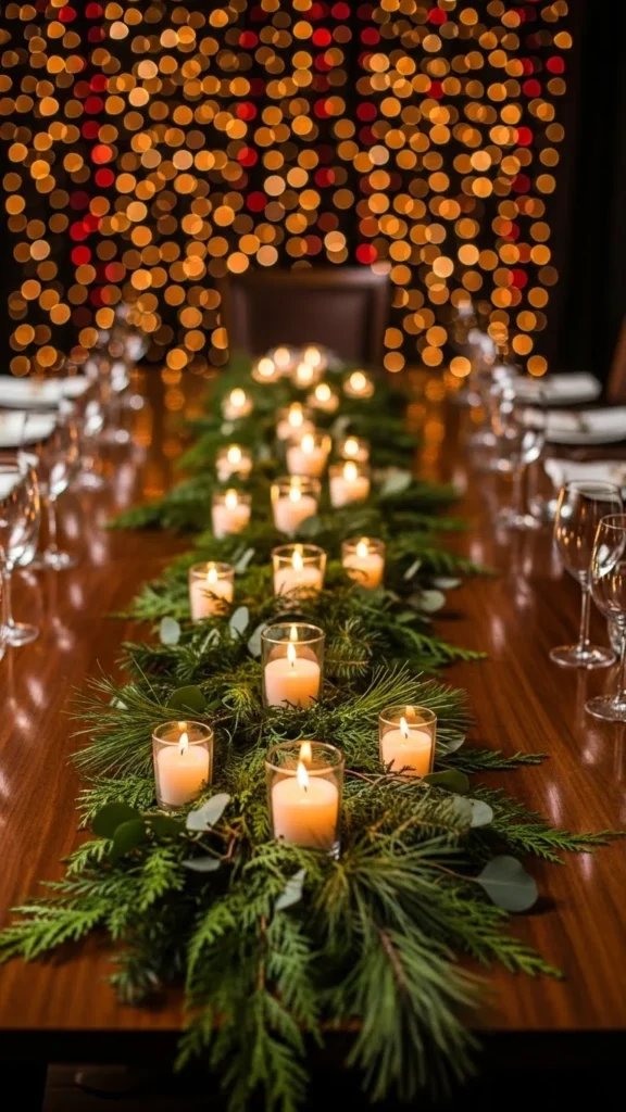 Classic Greenery Runner With Small Candles