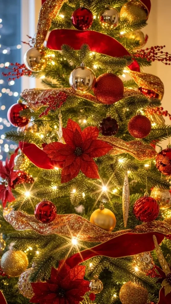 Classic Red & Gold Christmas Tree