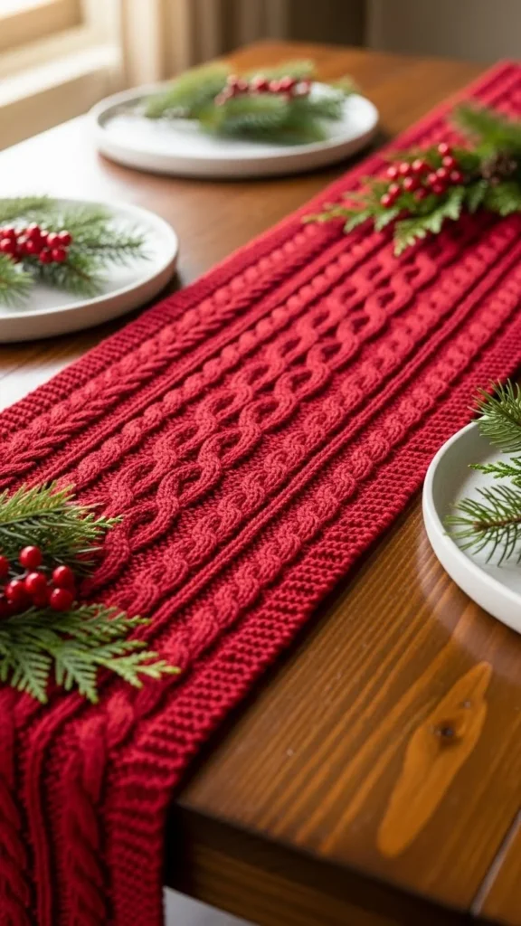 Classic Red Knit Runner