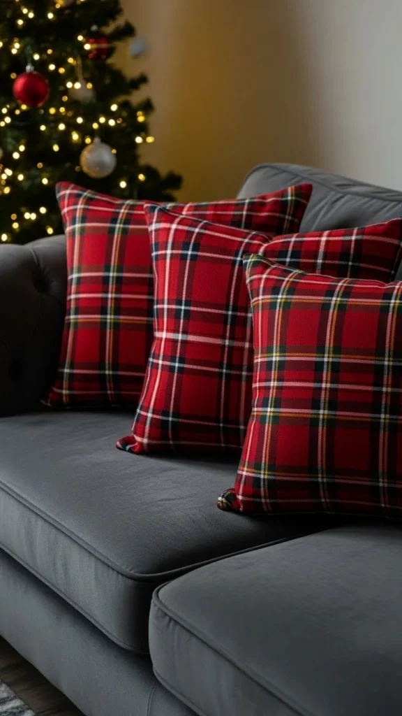 Classic Red Plaid Pillows