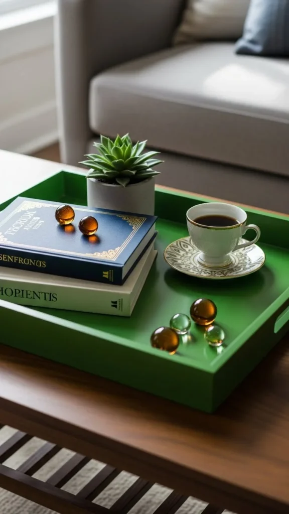 Coffee Table with Green Stack
