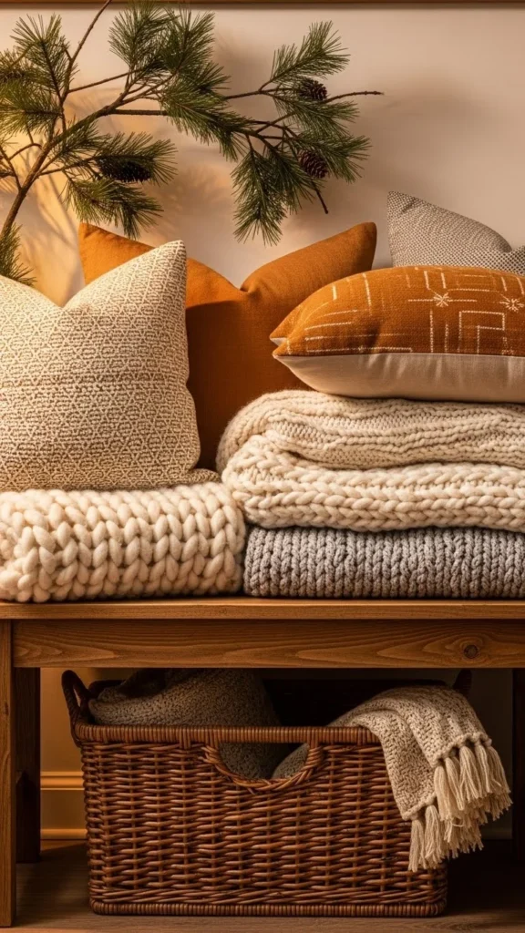 Cozy Bench Layered with Winter Textures