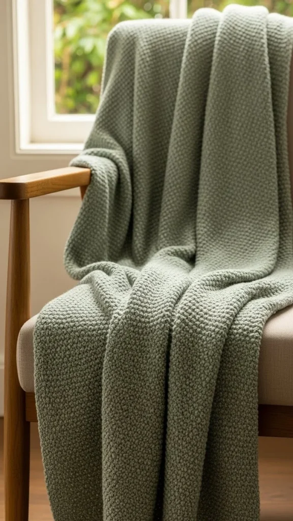 Cozy Green Throws Draped Casually