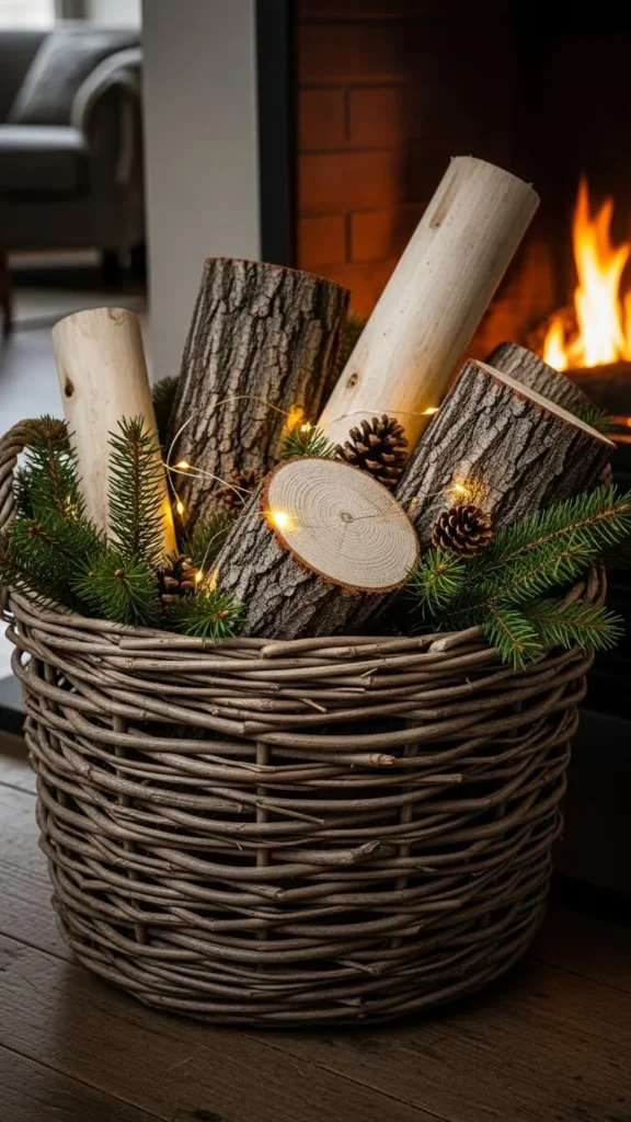 Cozy Log Basket Display