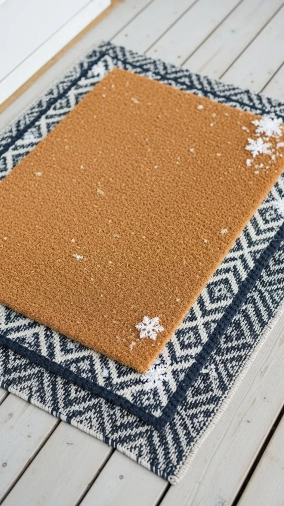 Cozy Winter Doormat Stack