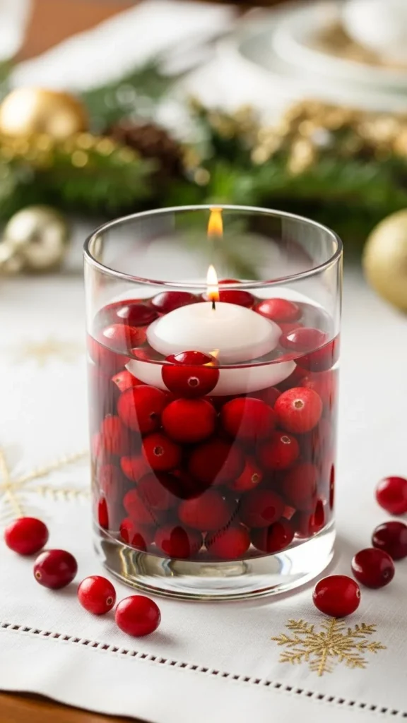 Cranberry-Filled Vase Candles