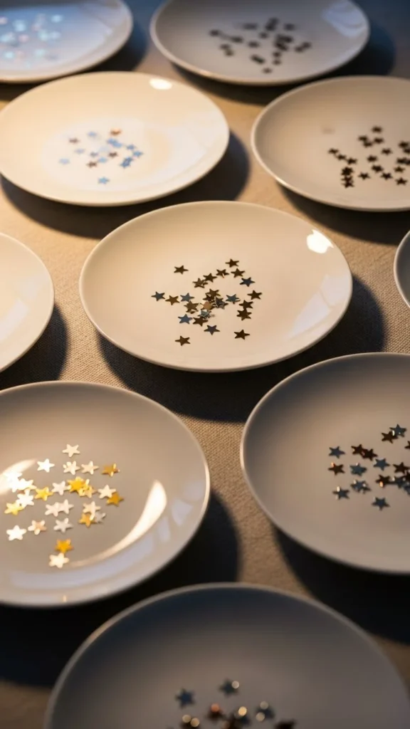 Crisp White Plates With Tiny Star Accents