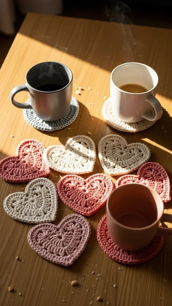 Crochet Heart Coasters