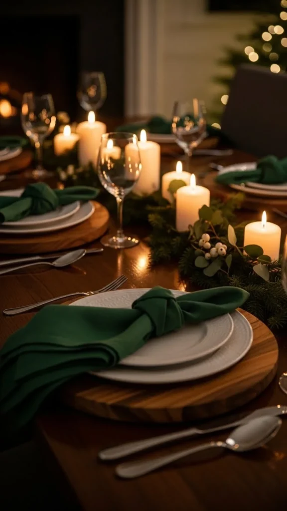 Dark Green & Natural Wood Combo