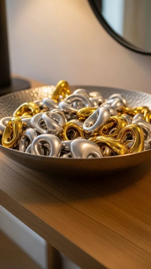 Decorative Bowl of Metallic Ornaments